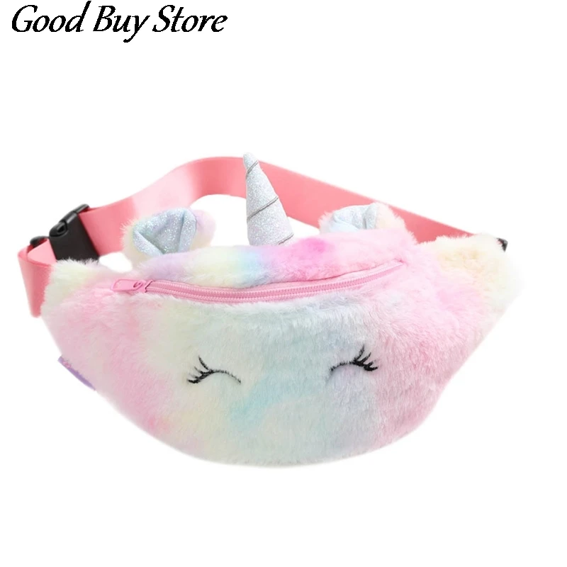 Chest Bags Waist Packs Fashion Girls Shoulder Belt Bags Children Kids Mini Unicorn Chest Phone Pouch Lovely Colorful Fur