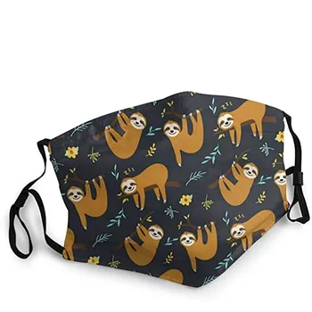 

Adult Cartoon Sloth Print Face Masks Adjustable Fashion Face Cover Unisex dust masks Reusable Windproof Mask Mouth-muffle maski