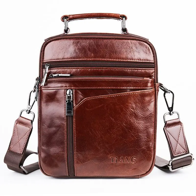 

MEN'S Single-shoulder Bag Multi-functional Oil Wax Leather Large Capacity Outdoor Backpack Retro Trend Cross-shoulder Bag Busine