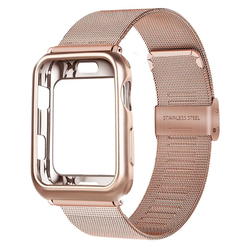 Чехол с миланским петельным ремешком для Apple watch band 5, 4, 44 мм, 40 мм, браслет из нержавеющей стали correa link iwatch 3, 2, 42 мм, 38 мм, ремешок для часов