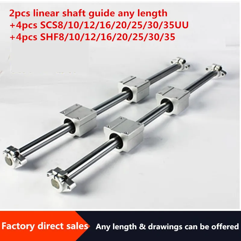 US $156.55 2pcs Round Linear Rail354050mm4pcs SCSUU Linear Bearing Housing 4pcs SHF Linear Rail Clamp