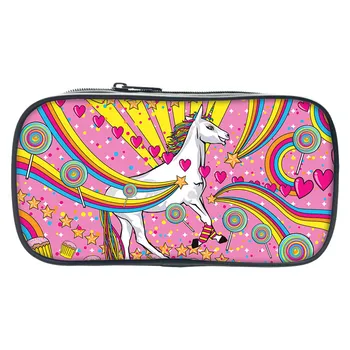 

Hot Pen Bags for Students Casual Cartoon Animal Horse Pen Box Cosmetic Cases for Women Make Up Bags Kids School Gifts