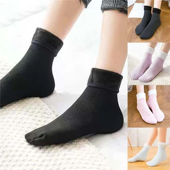 

Socks Winter Warm Women Colored Cotton Plus Velvet Thickening Socks Breathable And Sweat-absorbing Fashion Mid Sock