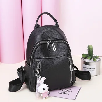 

Soft PU Leather Women Backpack small Cute pendant backpacks for girls teenagers lady Shoulder Bag 2020 Daypack bagpack mochila