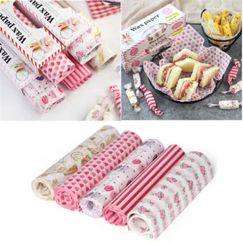 

Hot Sale 50pcs/lot Disposable Food Wrapping Wax Paper Hambur Sandwich Bread Candy Wrap Papers Dessert Tools