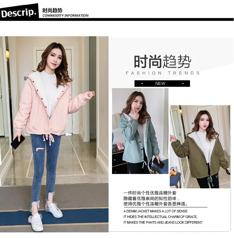 Lambs Wool Coat Women's Brushed And Thick Autumn And Winter New Style Korean-style Junior High School Students Loose-Fit Ho