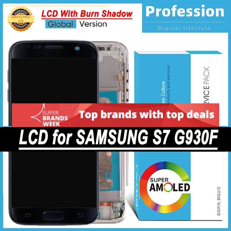 100 Tested 5.1'' AMOLED Display with Burn Shadow for Samsung Galaxy S7