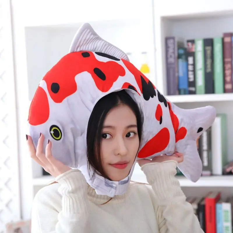 Творческий мультфильм милый Lucky carp форма шляпа для взрослых детей Косплей Мягкие плюшевые игрушки головные уборы кепки Необычные реквизит для фото вечеринок