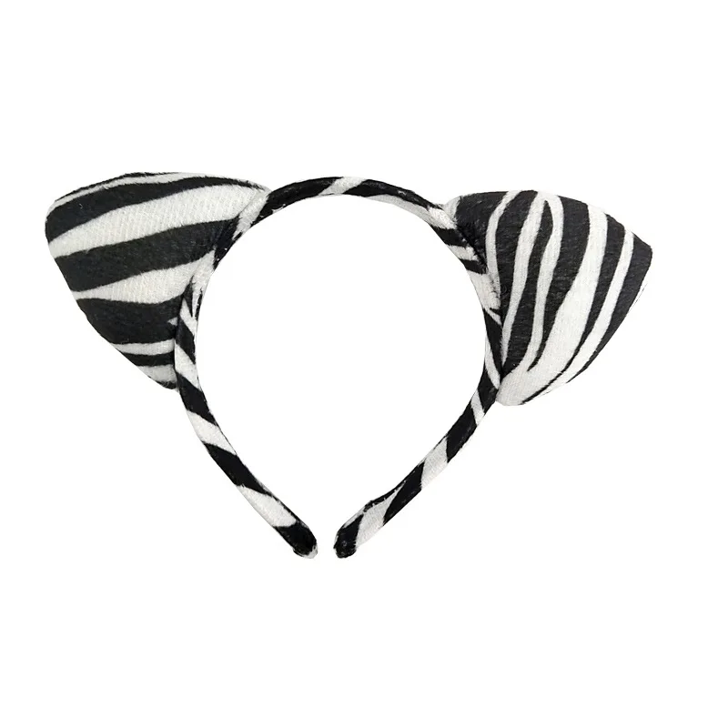 Women Boy Girl Zebra Headband Tail Tie Paw Gloves Animal Cosplay Costume Set Kids Adults Party Halloween Christmas
