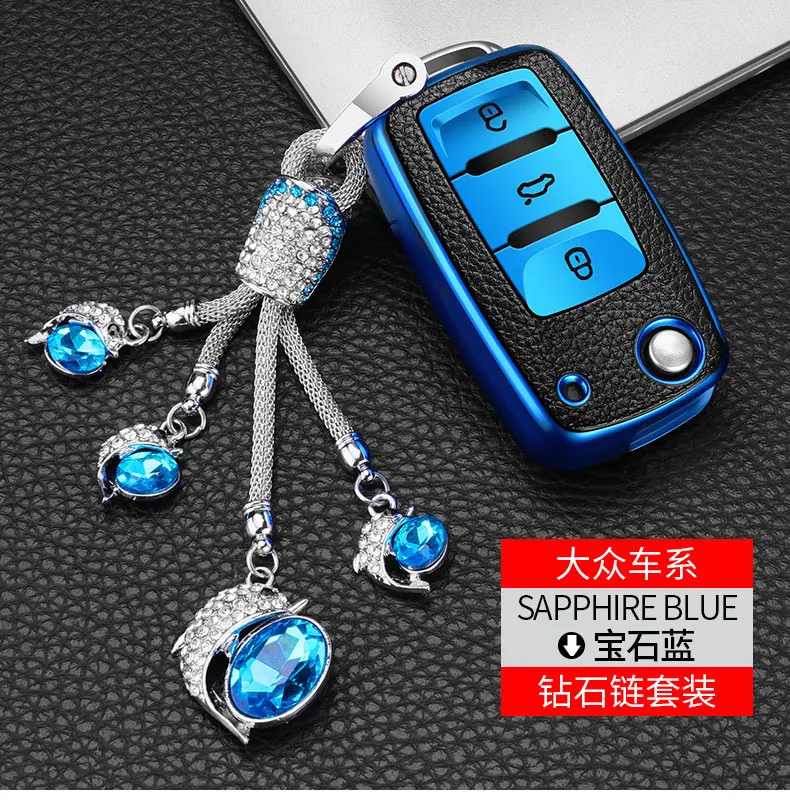 Custodia portachiavi auto PU TPU per VW Volkswagen Polo Passat Golf giuolino Arteon Fox GLI Gol Skoda SEAT Ibiza copertura portachiavi remota - H8331b73edacc415b8689351f73a60a23m