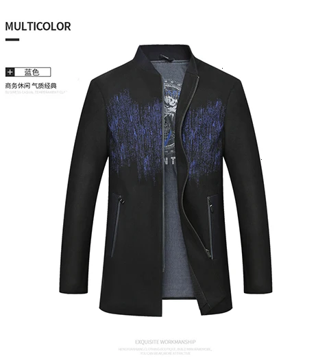 10XL 8XL Autumn Winter Men Casual Coat Thicken Woolen Trench Coat Business Male Solid Classic Overcoat Medium Long Jackets Tops