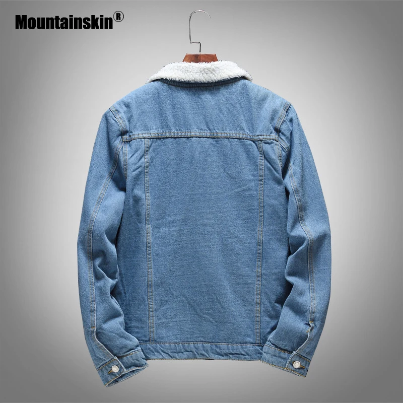 Mountainskin, Мужская зимняя джинсовая куртка, тонкая кашемировая куртка с длинным рукавом, бархатная Мужская джинсовая куртка, брендовая одежда SA737