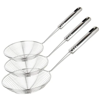 

Asian Strainer Ladle Stainless Steel Wire Colander, with Handle, Can Be Used for Kitchen Fried Food, Fasta, Noodles