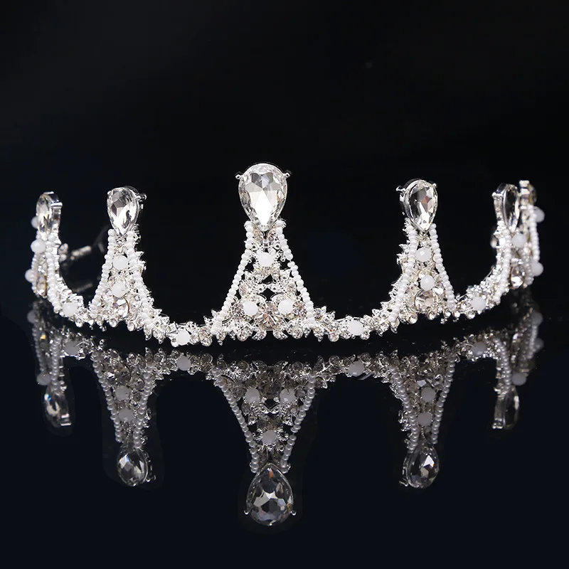 Silver Торт королева короны свадебные аксессуары для волос ручной работы Корона свадебная корона принцесса детская Корона - Окраска металла: Silver