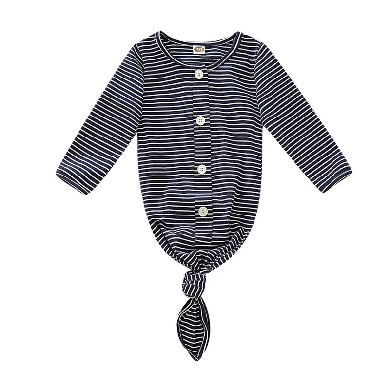 Striped Navy Детские спальные мешки для новорожденных мальчиков и девочек, хлопковая одежда для сна, спальный мешок с длинными рукавами, одноцветная одежда для сна - Цвет: Striped Navy