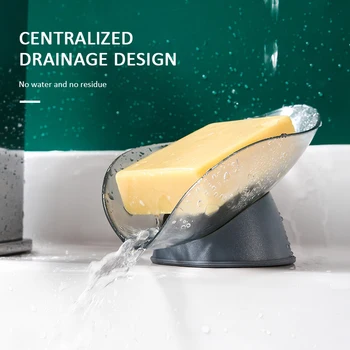 

Drain Soap Holder Box Bathroom Shower Soap Storage Box Tray Rack Bathroom Accessories Drainage Plastic Leaf Shape Box Ledge
