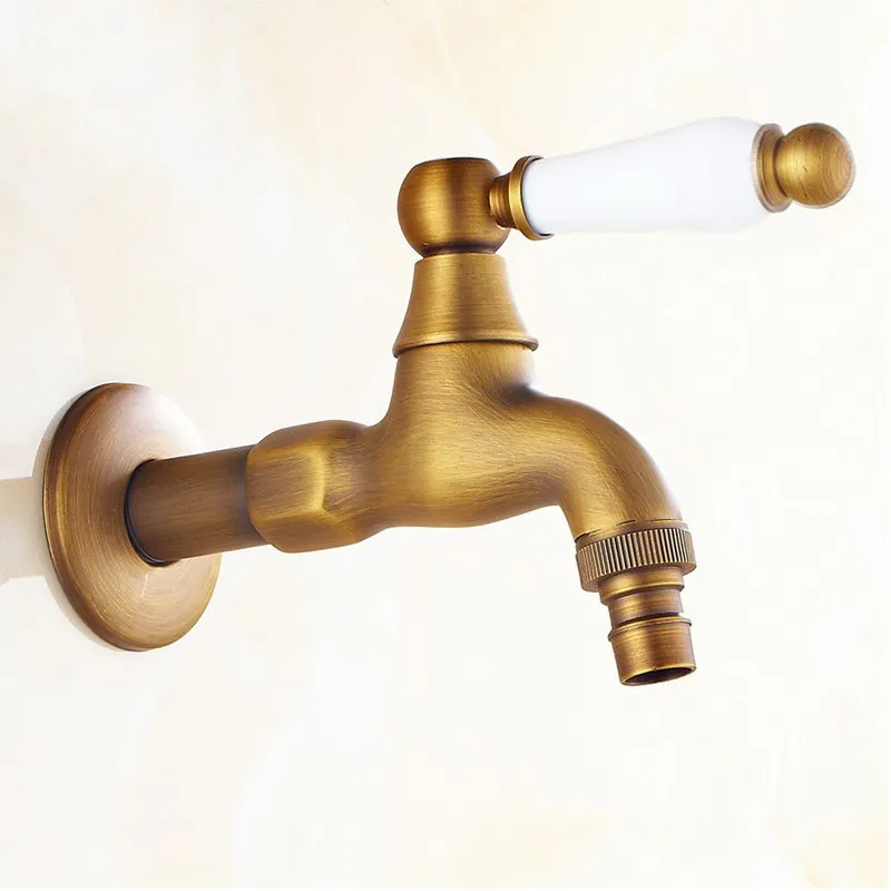 Antique Brass Basin Faucet Kitchen Faucet Garden taps Wall Mounted Lavatory Bathroom Mop Water Tap Washing Machine Faucet