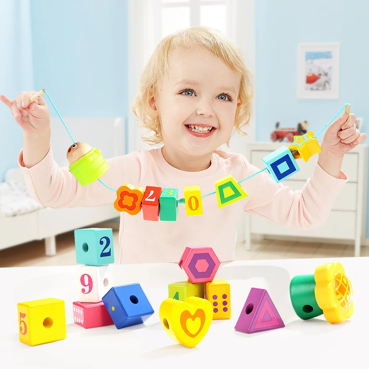 

TOPBRIGHT One Year Old Baby Educational GIRL'S And BOY'S CHILDREN'S Building Blocks 1-2 a Year of Age 3 Children Bead Toy Thread