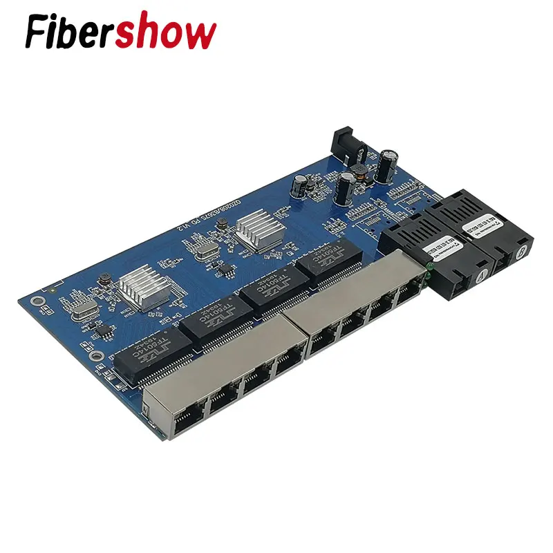 Обратное POE Питание переключатель 8 RJ45 2 SC волокно Gigabit Ethernet коммутатор медиа