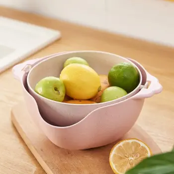 

Multifunction Kitchen Strainer Double Drain Basket Vegetables Fruit Washing Strainer Bowls