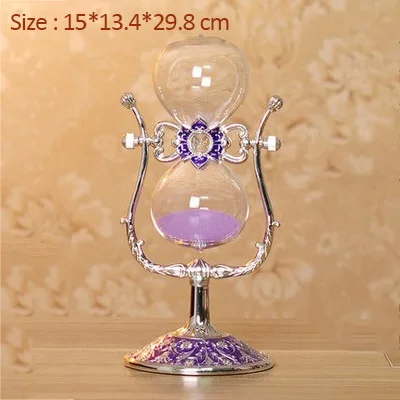 Purple-A-30Min Strongwell Европейская принцесса металлические песочные часы таймер Миниатюрный стол винтажные украшения дома аксессуары современные подарки на день рождения - Цвет: Purple-A-30Min