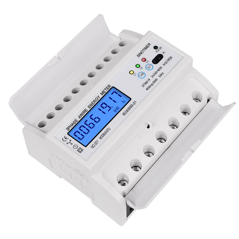 Din Rail elektrische drie fasen energie meter RS485 kWh verbruik