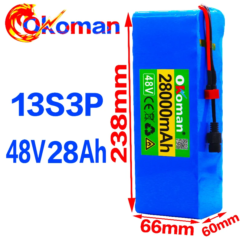 48v 28Ah 1000watt 13S3P 18650 Battery Pack MH1 54.6v E-bike Electric bicycle battery Scooter with 25A discharge BMS | Электроника
