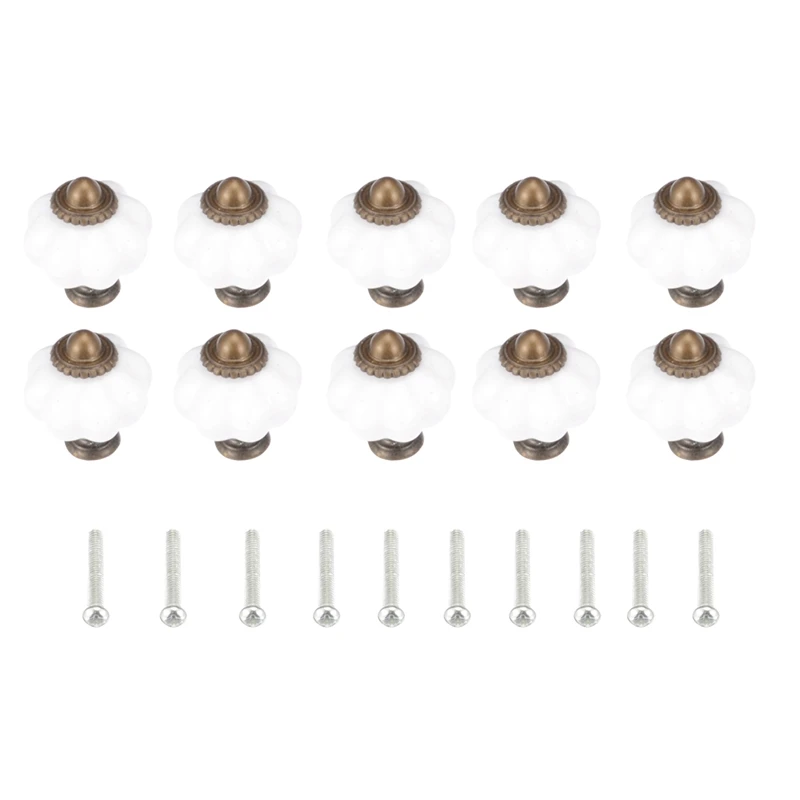 

10Pcs/Set Pumpkin Knobs Ceramic Alloy Vintage Furniture Handles Cabinet Pulls Set for Drawer Cupboard Furniture Hardware