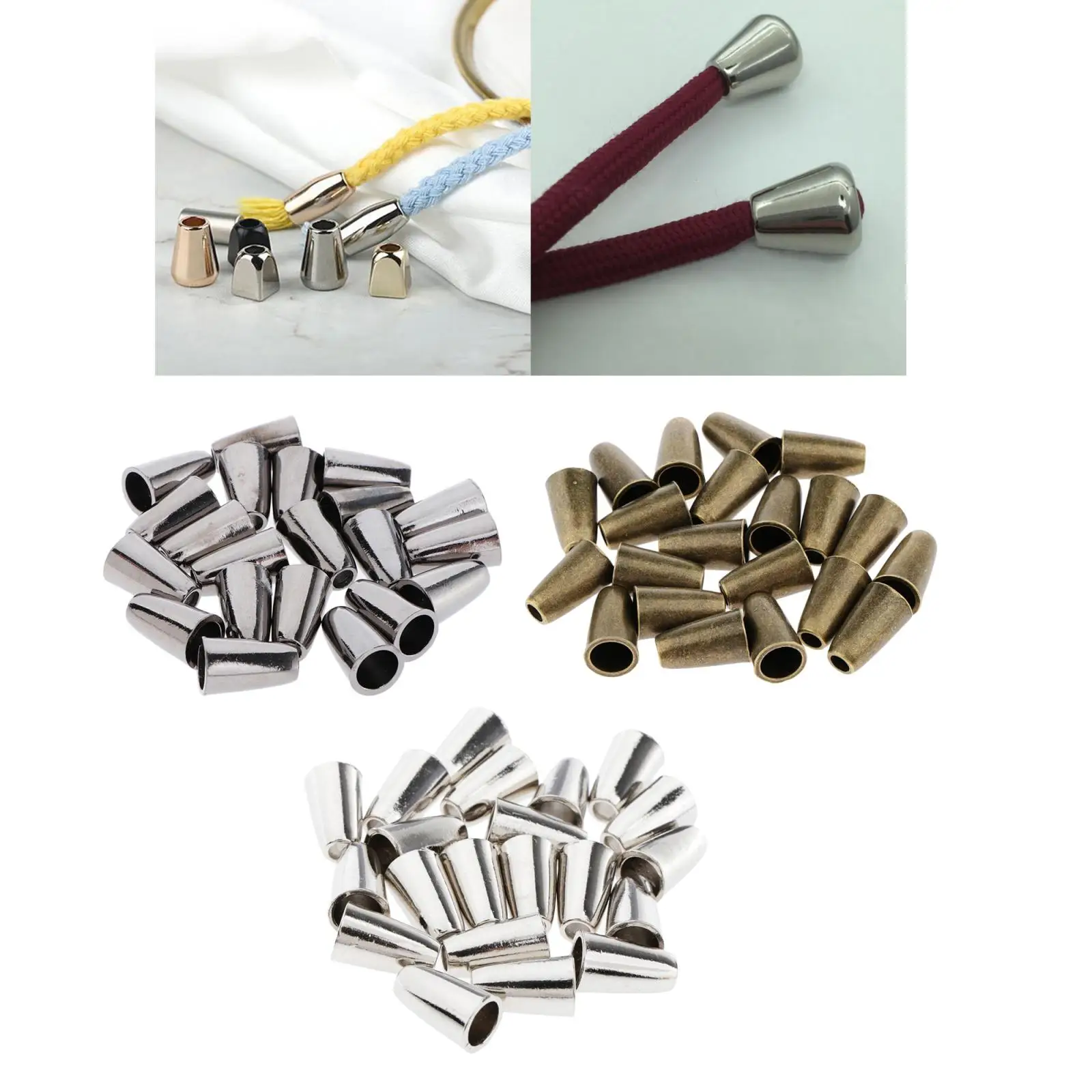 20Pcs Conical Bell Toggle Stopper Cord Locks End for Hoodie Sweater Sportwear