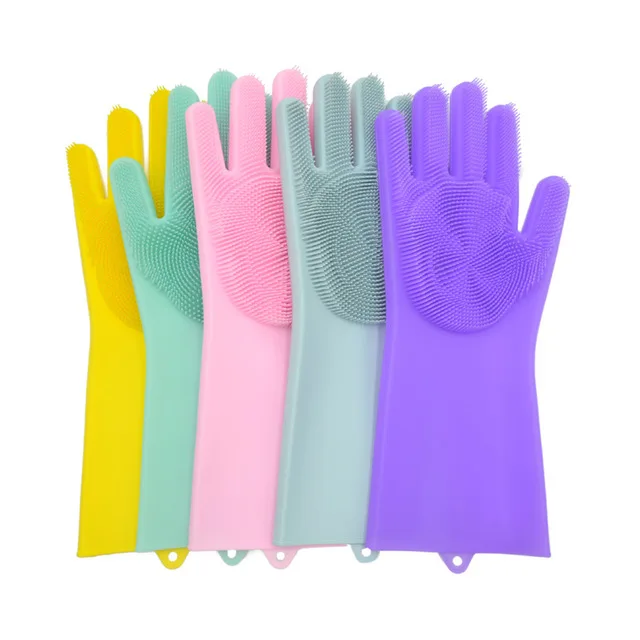 1 пара перчаток для чистки, Волшебный силиконовый посудомоечный скребок, губка для мытья посуды, резиновые перчатки для чистки кухни