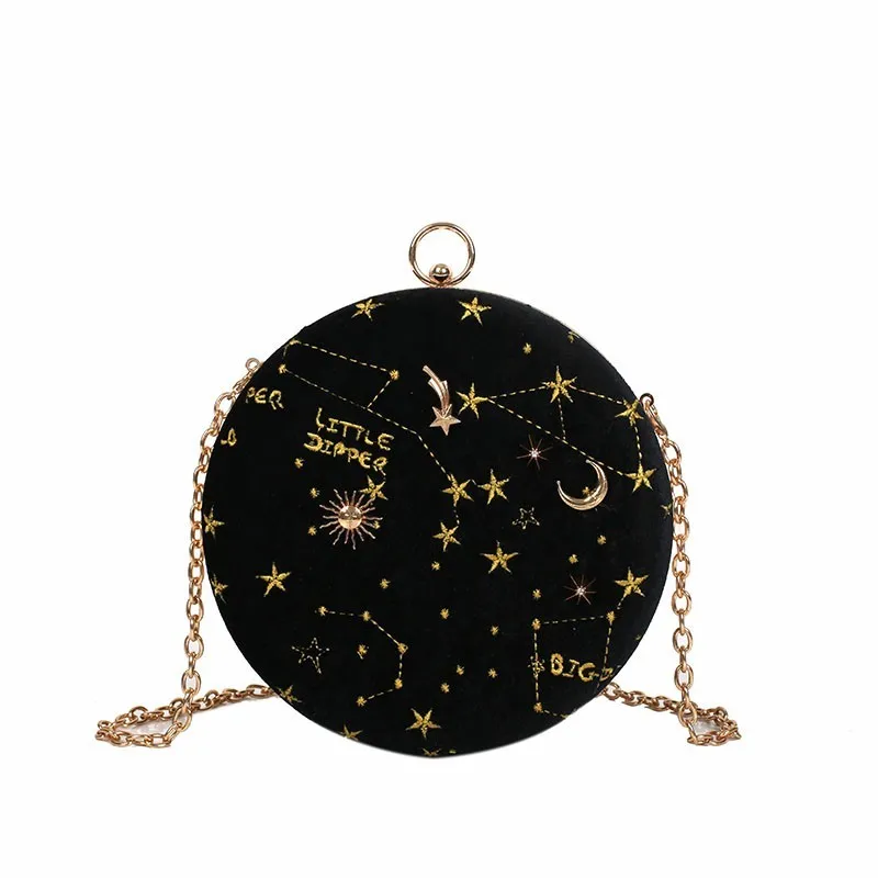Звездное небо круговая модная Замшевая сумка на плечо с цепочкой на ремне женская сумка через плечо дамская сумочка женская круглая сумка - Цвет: AS PHOTO