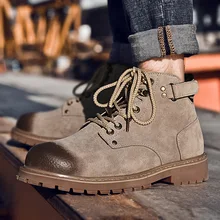 Мужская зимняя обувь из натуральной кожи модные сапоги мужские короткие противоскользящие уличные прогулочные мужские зимние ботинки рабочие ботинки Cuero Hombre