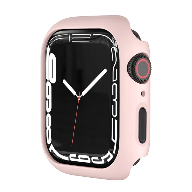 Protective Cover for Apple Watch 7 321 41mm 45mm 42mm 38mm Hard PC Bumper Matte Case Frame Compatible iWatch Se 654 44mm 40mm Pink