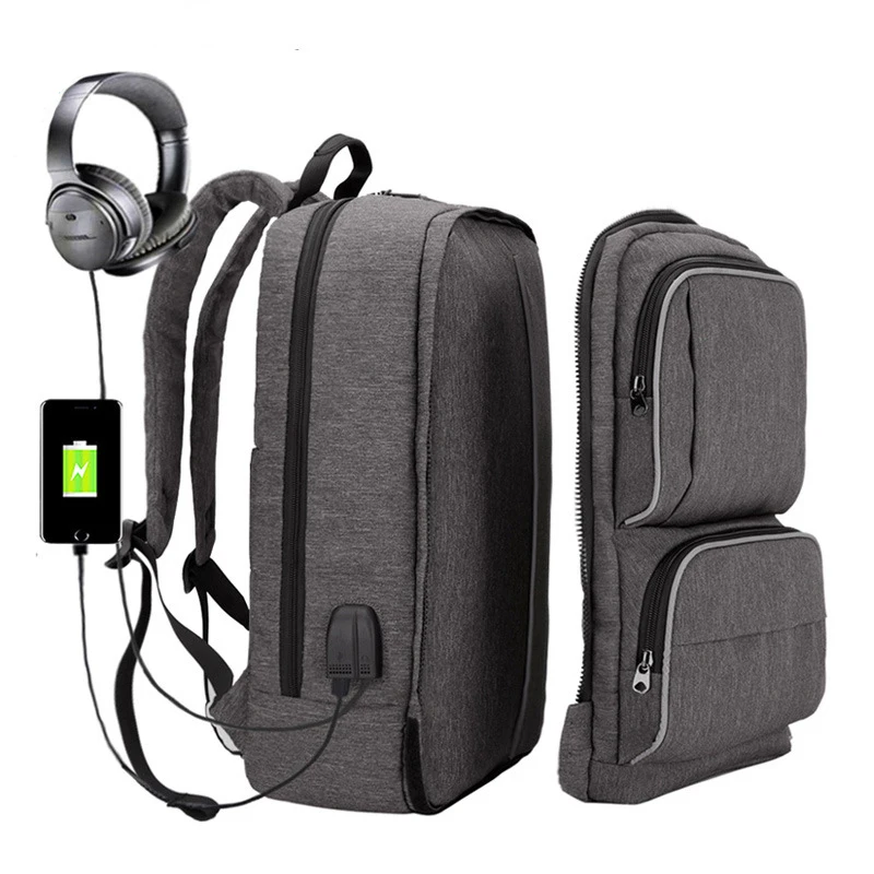 

Men Waterproof Travel Backpack for Laptop USB Headset Port Large Capacity Multi-layer Space Travel Male Bag Anti-thief Mochila