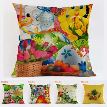 

Easter cartoon animal rabbit egg child 45*45cm square pillow case Cushion cover Hotel office bar car sofa pillow cushion covers