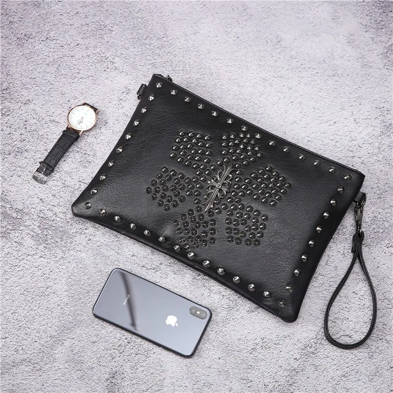 

Men's clutch bag simple fashion rivet Korean wrist bag shoulder bag 2019 new JIULIN