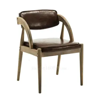 

Solid wood dining chair simple dining room home chair fashion creative leisure chair Nordic fabric backrest dining chair
