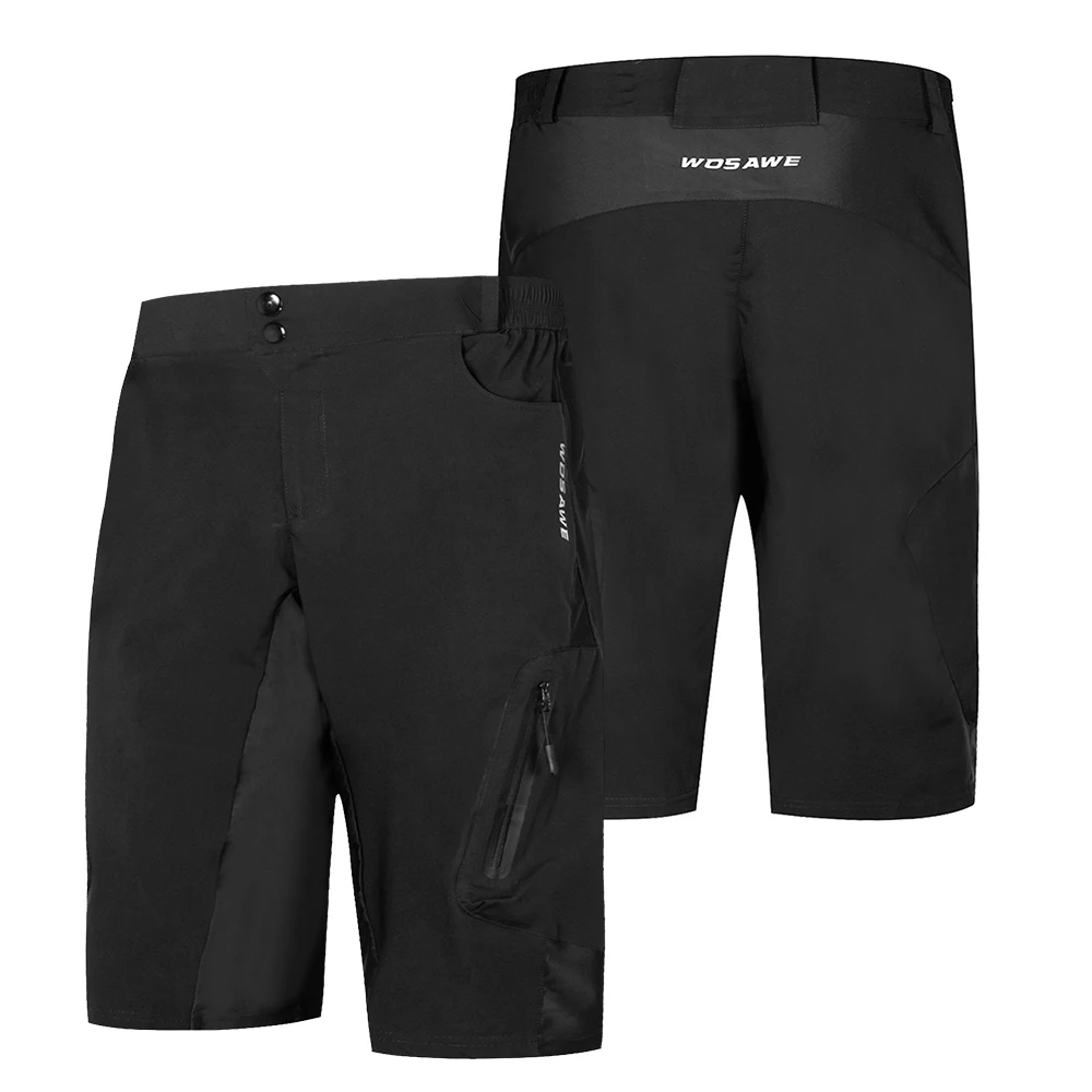 Для мужчин свободного покроя шорты для велоспорта, горный велосипед спортивные уличные шорты для бега Фитнес Повседневное летние Водонепроницаемые шорты брюки - Цвет: Черный