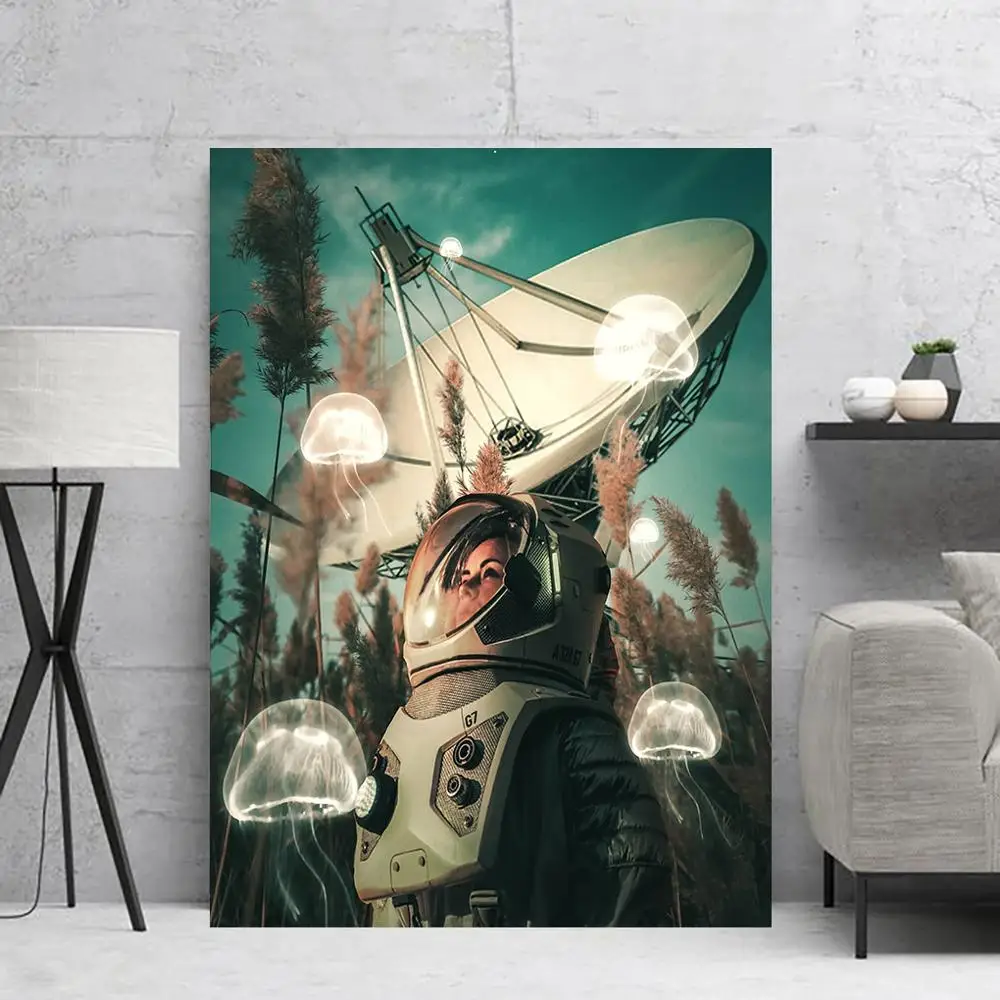 Jellyfish astronaut Canvas HD Painting Room Decor Paintings For Living Wall Waterproof Ink Pop Art | Дом и сад