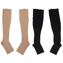 2 пары увеличивающие циркуляцию Компрессионные гольфы поддержка ног чулки S-черный и бежевый