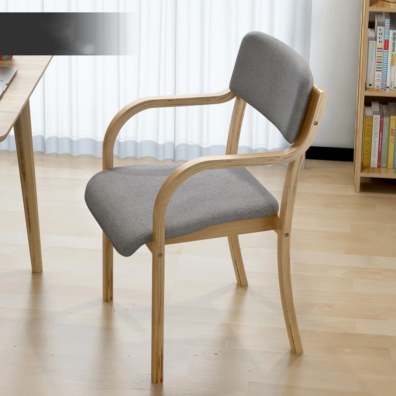

Solid Wood Chair Modern Minimalist Casual Dining Chair Simple Curved Wood Nordic Desk Chair Computer Backrest Armchair