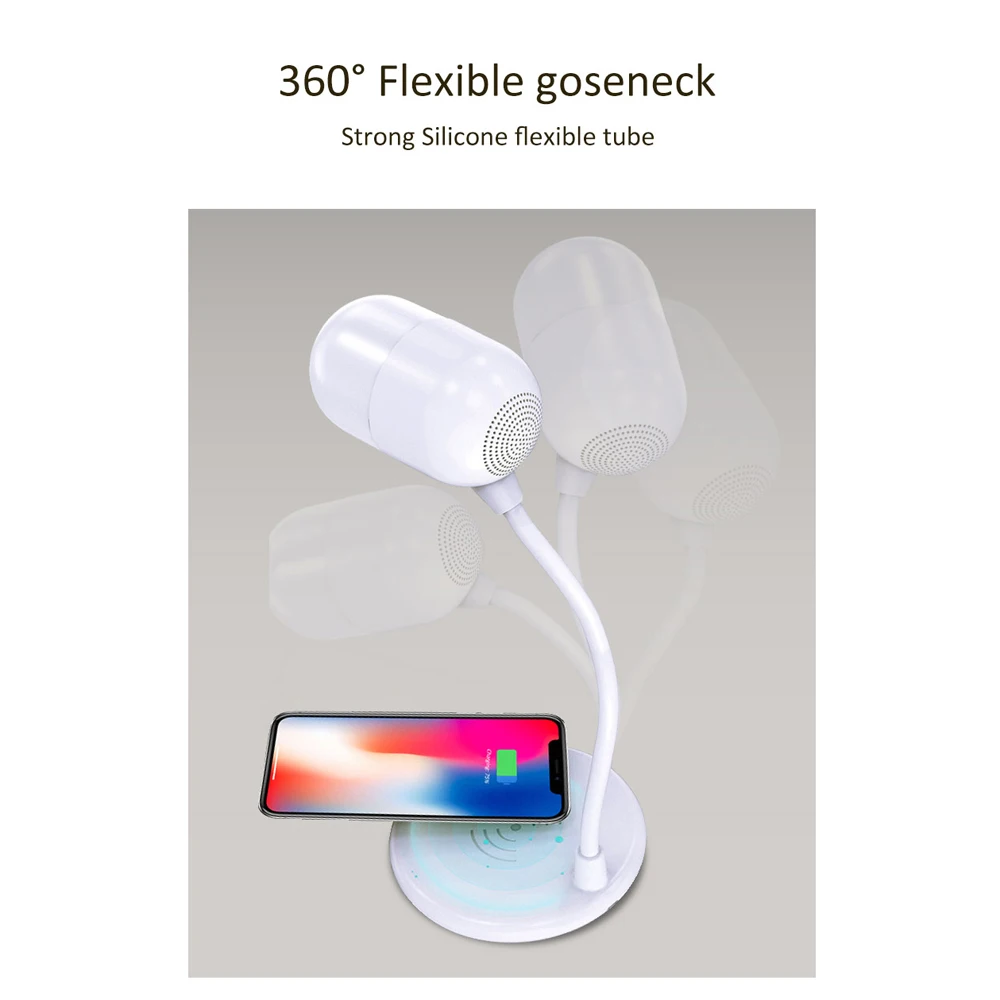 Touch Desk Lamp Wireless Charger Wireless Bluetooth Speaker 3 in 1 Smart Mini Loud speaker for IPhone 8 XR XS/Sanmsung L4