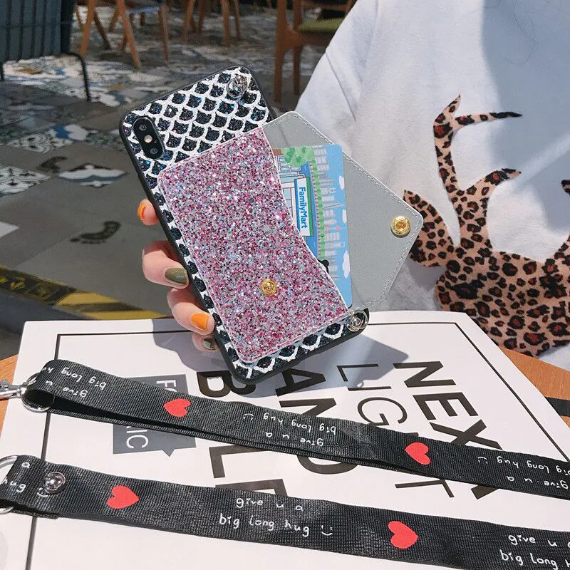 

Glitter Wallet Case for Samsung Galaxy A7 2018 A9 A9S A6 Plus A70 A50 A30 A20 A10 A80 A90 A5 A2 Core A10E Coin Purse Case Cover