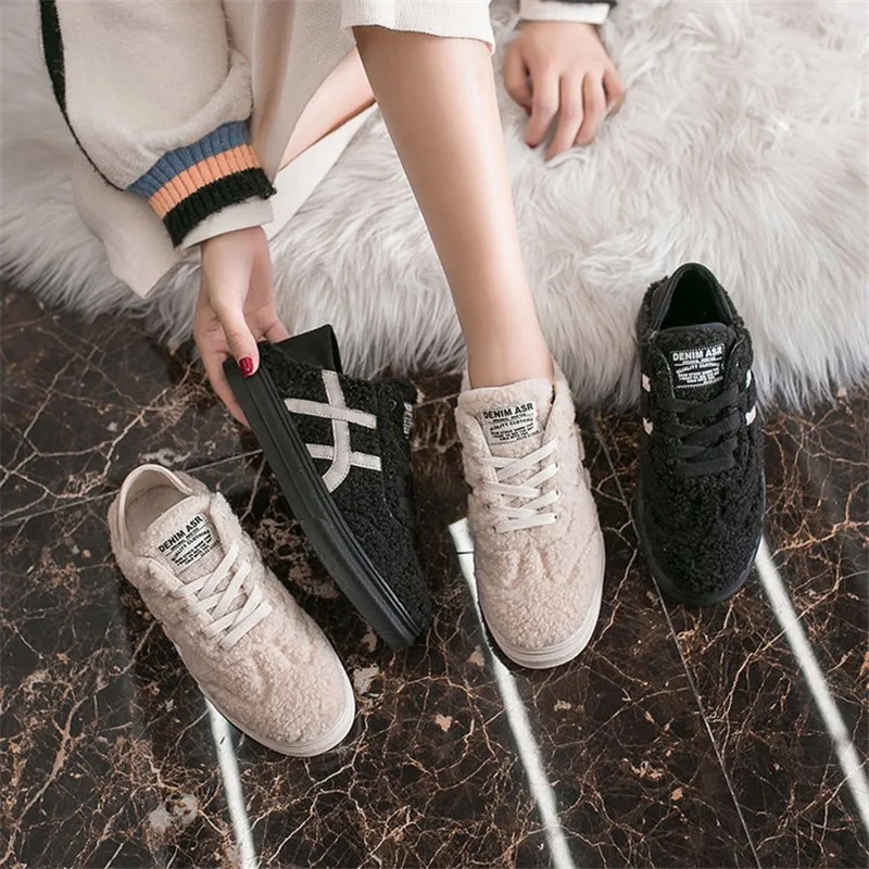

Online Celebrity Furry Shoes Women's Winter Outer Wear 2019 Autumn New Style Versatile plus Velvet Sports Footwear Cotton-padded