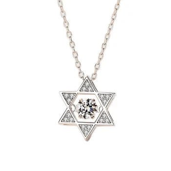 

New Six-pointed Star Necklace S925 Sterling Silver Exquisite Fashion Clavicle Chain Net Red Smart Pendant for Girlfriend