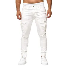 Узкие брюки-карго для мужчин; повседневные спортивные брюки с боковыми карманами; однотонные брюки для бега; спортивные брюки для фитнеса; мужские брюки; pantalon homme