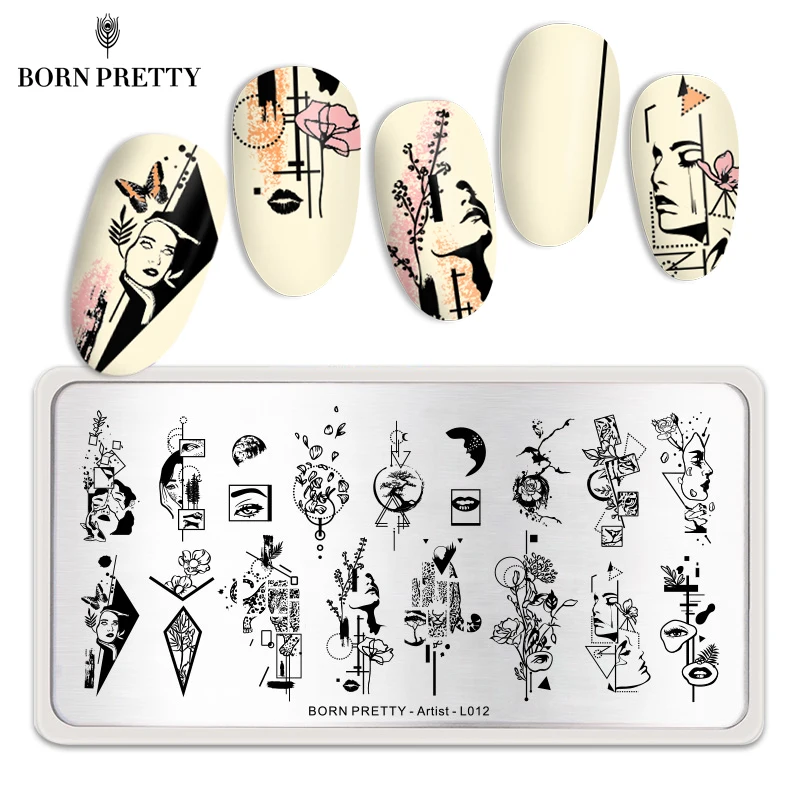 Красивые пластинки для ногтей BORN PRETTY штамповки гелевых геометрических линий