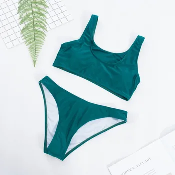 

Sexy Solid vest Bikini Swimsuit Low waist Women Swimwear Swimming Bathing Suit Biquini Brazilian Bikinis Set Beachwear Female