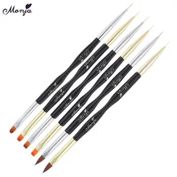 

Monja 6Pcs Dual End Nail Art Painting Brush Acrylic UV Gel Liquid Powder Extension Builder Stripes Lines Liner Drawing Pen