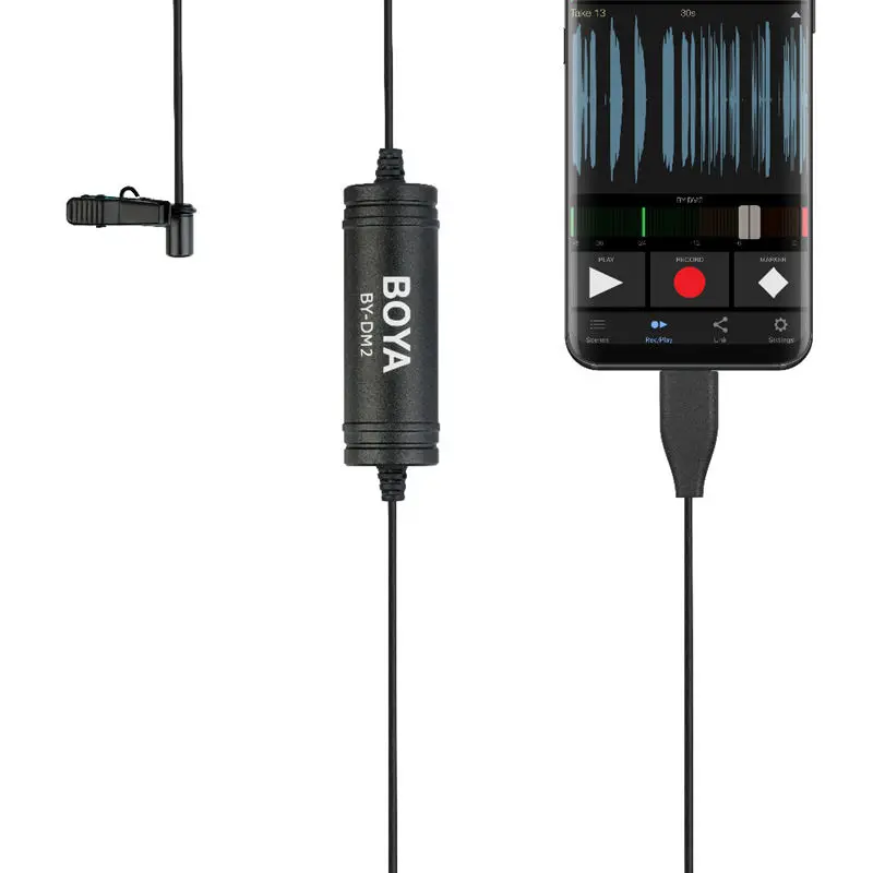  BOYA BY-DM2 Lavalier Microphone Clip-On Mic With USB Type-C Interface For Huawei Mate 10 Samsung_ F